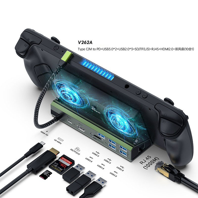 Applicable to Asus rog ally game base Steam Deck handheld 10-in-1 expansion dock with mouse and keyboard Applicable to Asus rog ally game base Steam Deck handheld 10-in-1 expansion dock with mouse and keyboard