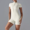 7147 Short Sleeve Shorts Jumpsuit - Light Ivory