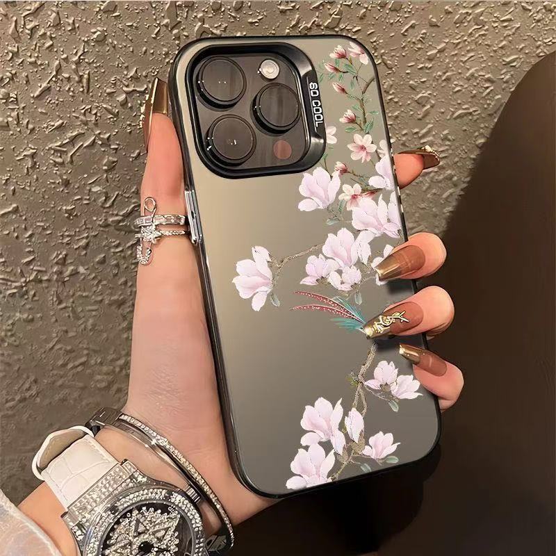 Flower Bird Suitable for Apple 17Promax Mobile Phone Case Iphone16 Vitality Case Japanese and Korean 15/14 Cross-Border 13/