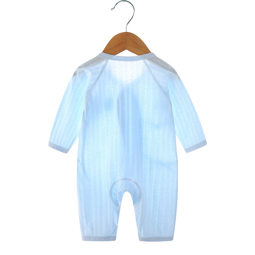 Baby jumpsuit summer thin boneless newborn clothes pure cotton harem long-sleeved air-conditioned clothes baby pajamas summer