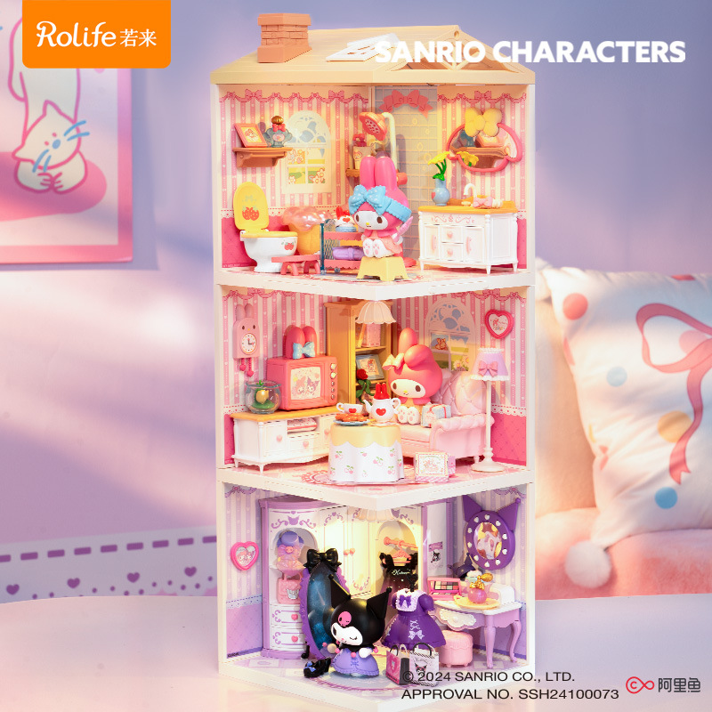 Rollife Ruo Lai Sanrio Escena pvcdiy Model House Super World Bloques de construcción ensamblados Juguetes Regalos para niños
