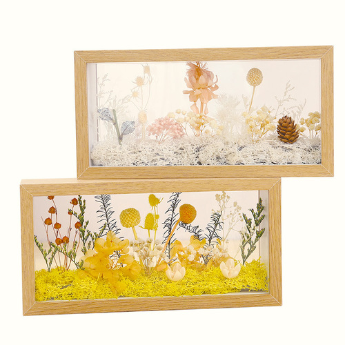Corporate team building activities diy immortal flowers dried flowers double-sided hollow solid wood photo frame material package real estate handmade salon