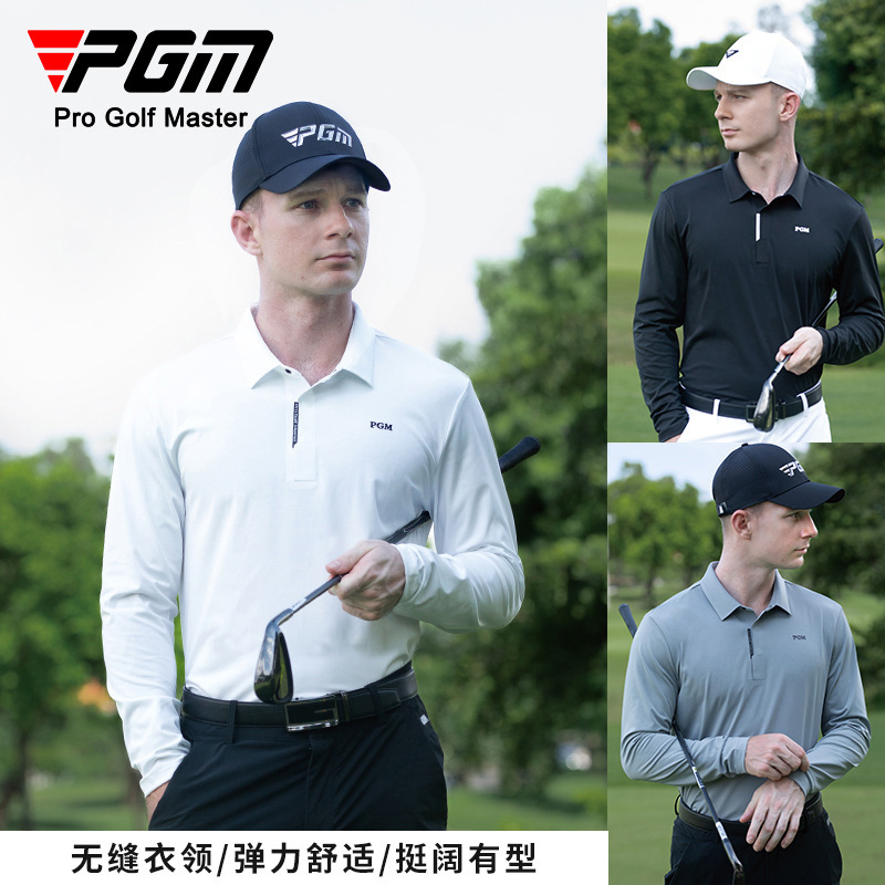 PGM Golf Clothing Men's Long-sleeved Autumn Sports T-shirt Casual All-match Fabric Comfortable Men's Polo Shirt PGM Golf Clothing Men's Long-sleeved Autumn Sports T-shirt Casual All-match Fabric Comfortable Men's Polo Shirt