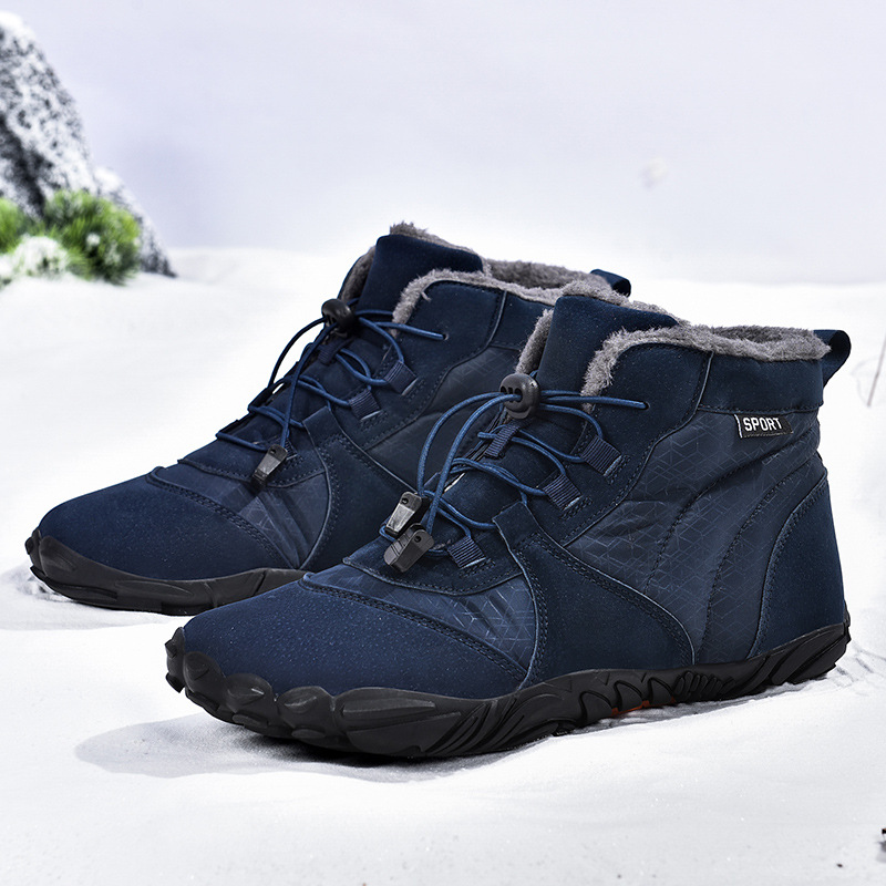 Nuevos zapatos de hombre al aire libre zapatos de algodón de alto nivel pareja con botas de nieve caliente antideslizante con una sola gruesa de camisa zapatos de montaña