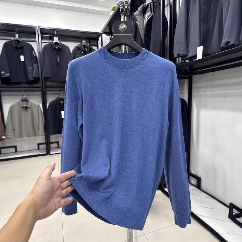 [Yajia] Mulberry Silk and Sheep Wool Blended Export Men's Clothing Factory Cut Label Autumn and Winter Knitted Sweater 08Mc001