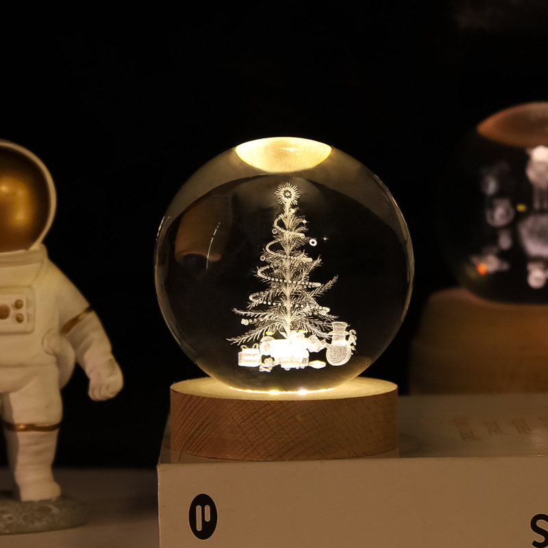 Lámpara Nocturna de Bola de Cristal 3D de Cristal Blanco, Grabado 3D e Iluminación LED, para Decoración y Regalo de Cumpleaños image 7