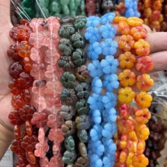 14mm天然石水晶玛瑙花瓣散珠DIY手链项链饰品配件半成品串珠批发