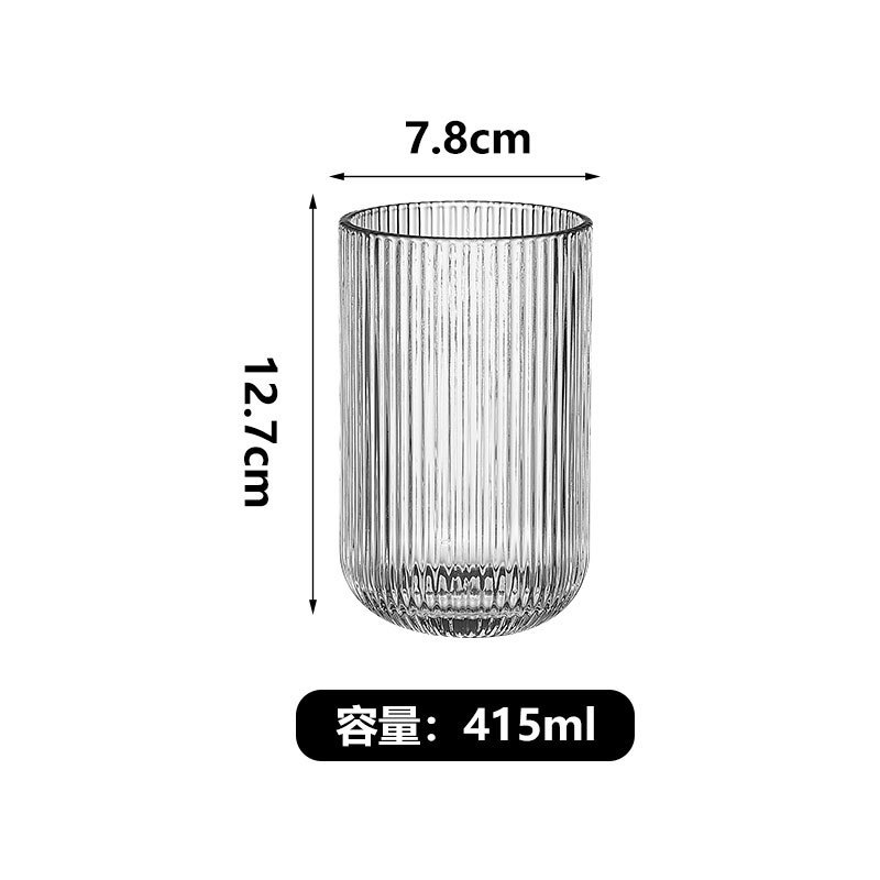 Retro una sola capa vertical taza de vidrio de pie alto taza de desayuno taza de postre taza de yogur taza simple taza de café a rayas clásicas