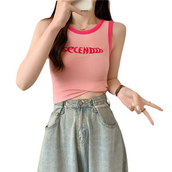 Camisole Women's Inner Vest 2024 Summer Short Navel-exposed Stylist Slim-fit Hot Girl Outer Wear Sleeveless Student's Top Trendy