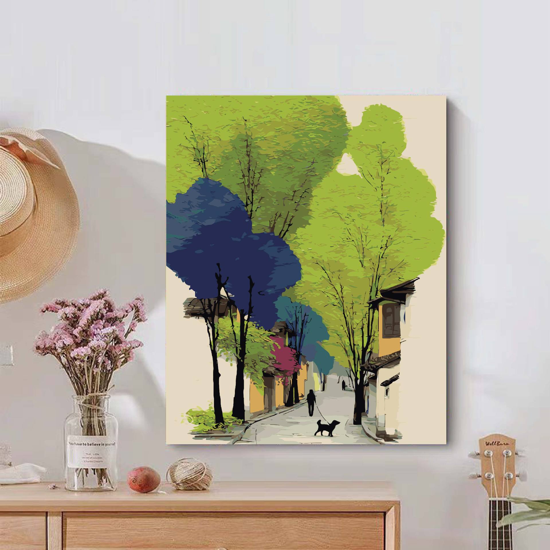 Tinta de montaña Lindiy pintura al óleo digital paisaje curado departamento de alta sensación de pintura al óleo de relleno manual pintura acrílica descomprimida