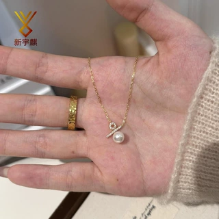 镶钻百分比符号珍珠项链女轻奢小众设计高级感锁骨链温柔气质颈链