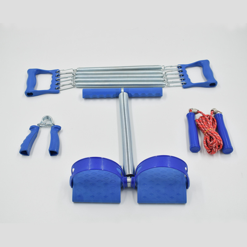 Aolei multifuncional conjunto de ejercicios de resorte pedal tensión mango de madera cuerda de salto agarre entrenador muscular de cuatro piezas
