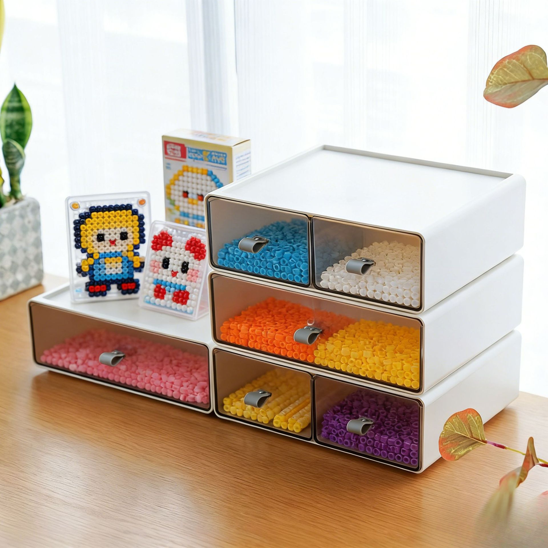 Desktop Stackable Combination Drawer-Type Bead Storage Box, Multi-Layer Small Organizer Box, Dressing Table Makeup Box, Storage Box