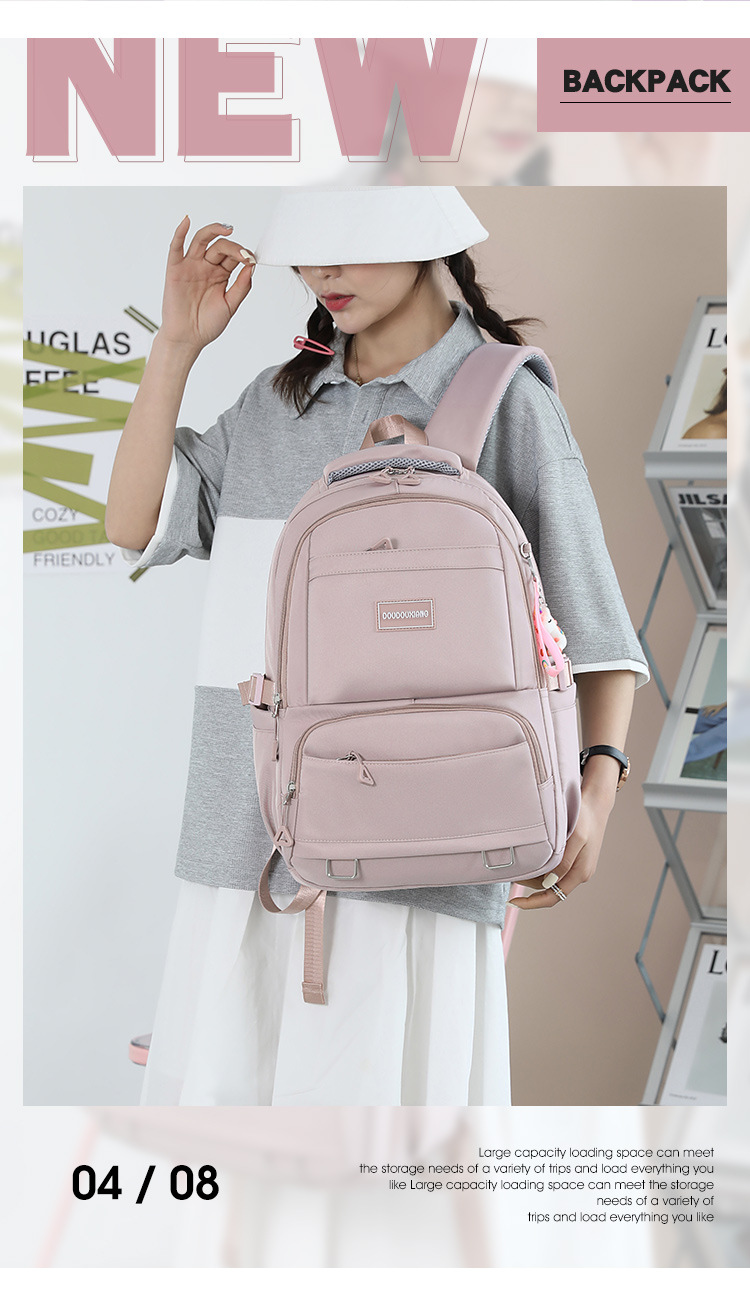 Women's Large All Seasons Nylon Solid Color Fashion Square Zipper Fashion Backpack display picture 1