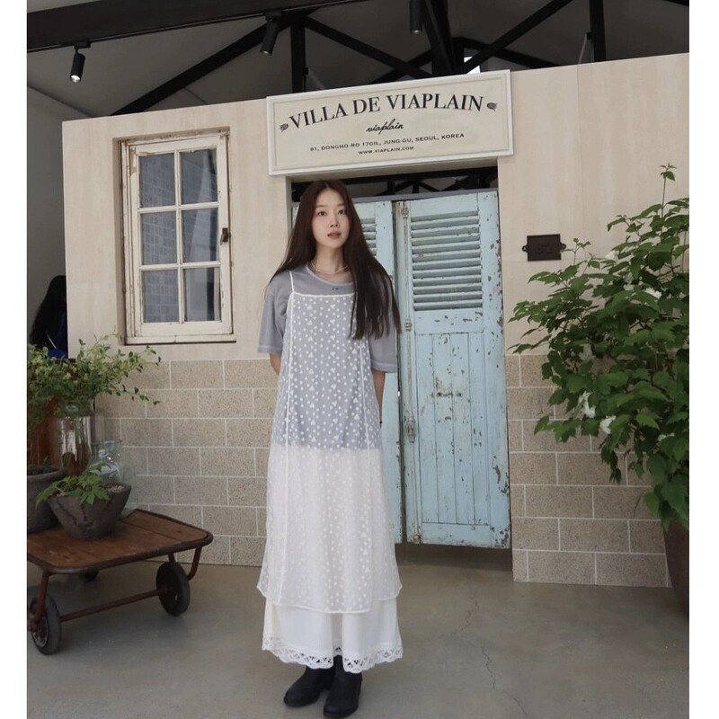 Now the New 2026 Summer Model from Korean Designer Viapl*In Is a Transparent Embroidered Strap Dress