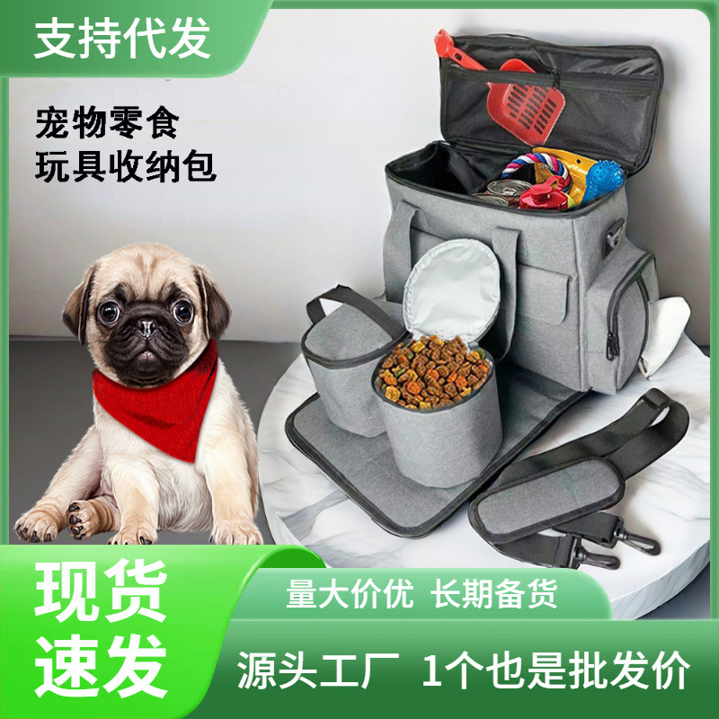 Cross-border Hot Selling Large Capacity Cat and Dog Snacks Storage Barrel Outdoor Activity Pet Bag Multi-functional Dog Bag Pet Supplies