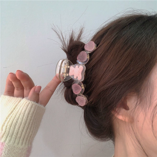 Fuchsia crab pin, with little bears
