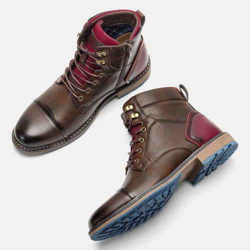 Cross-border large size men's leather boots single boots fashion beauty code work short boots foreign trade high help Martin boots 