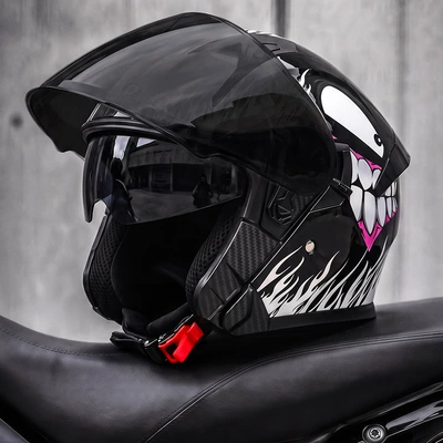 Motosiklet kaskı (dəbilqə), AD electric motorcycle helmet for men - white-flame-black-tea-mirror-free-hd-mirror-l58-59-head-circumference