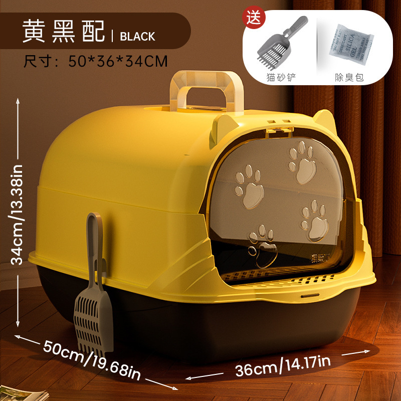 Nuevo tipo de bandeja de arena para gatos totalmente cerrada tipo de mano semicerrada salpicaduras de arena para gatos antiolor bandeja de heces para gatos inodoro para mascotas