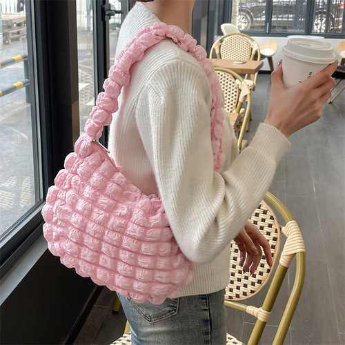 Chic bubble cloud pattern small shoulder canvas bag, crossbody casual versatile effortless style bag