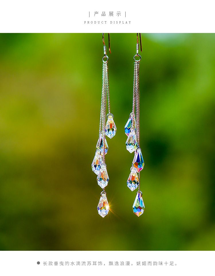Fashion Water Droplets Artificial Crystal Plating Women's Drop Earrings 1 Pair display picture 8