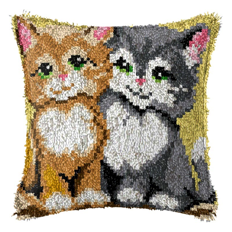 DIY кошка вышивка крестиком ковер вышивка раздел подушка ручной работы Автомобильная Подушка Диван Подушка шерстяная вышивка подушка материал сумка
