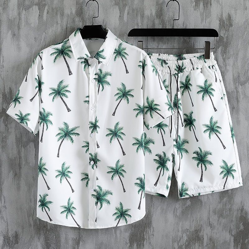 Summer suit Men's Hawaiian Vacation Flower Shirt Loose Five-point Floral Lovers Beach Pants Men's Casual suit Summer suit Men's Hawaiian Vacation Flower Shirt Loose Five-point Floral Lovers Beach Pants Men's Casual suit
