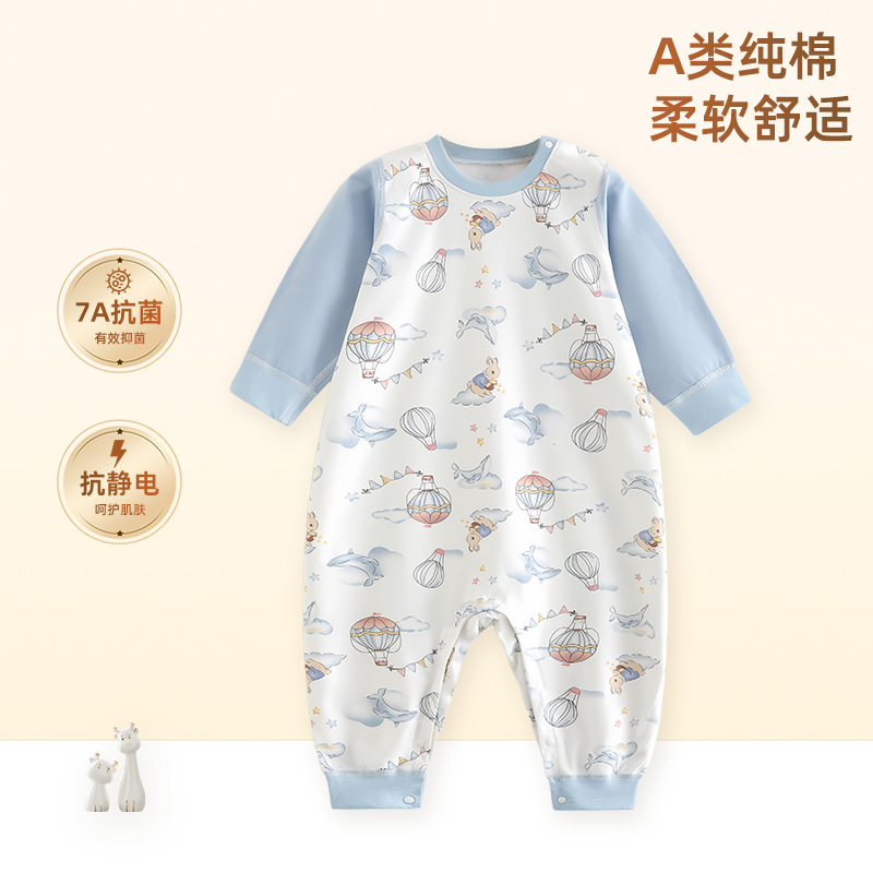 Pijama infantil de primavera y otoño de algodón puro bolso de dormir de piernas para niños y niñas ropa para el hogar cuatro estaciones antipatadas ropa de escalada