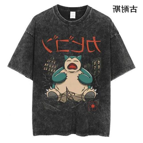 Cross-border American-style washed and aged short-sleeved T-shirt for men, 2024 summer new arrival, loose-fit, trendy, fashionable, Instagram-inspired, wholesale from a popular brand.