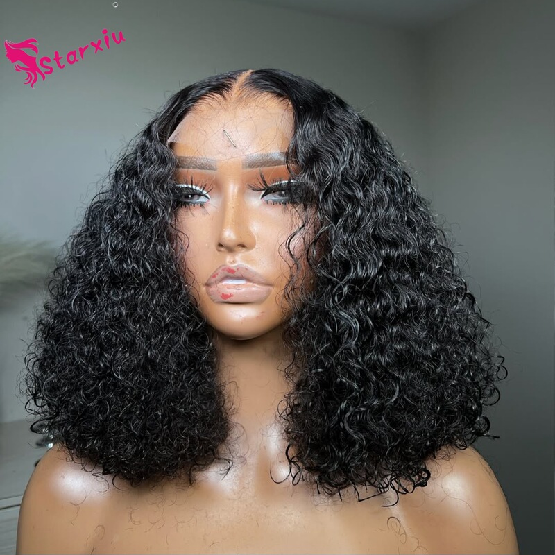 200Density Curly bob Human Hair Wigs Front Lace Real Hair humanhairwi