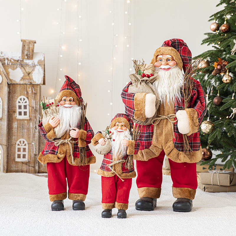 Decoraciones navideñas transfronterizas rojo muñeca de Santa Claus decoración de la ventana del hogar adornos de árbol de Navidad