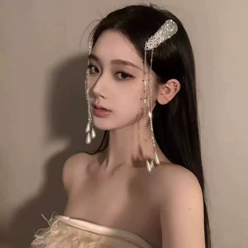 璀璨星河~黑曜石闪钻名族风铃铛流苏发夹女感甜美前额侧边夹包邮|undefined