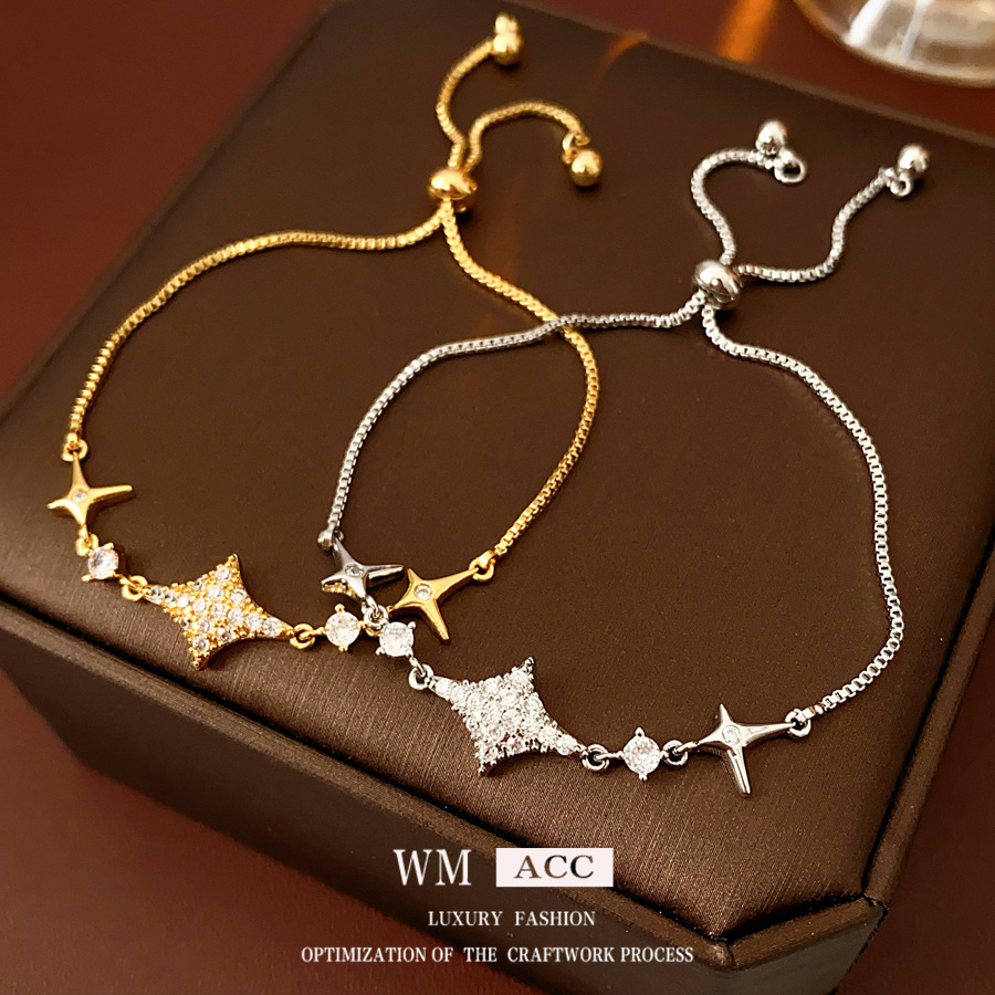 Pulsera extraíble con colgante de circonita en forma de estrella, con un diseño único, versátil y a la moda, adecuada para ir al trabajo, un accesorio de mano elegante y de lujo discreto. image 1