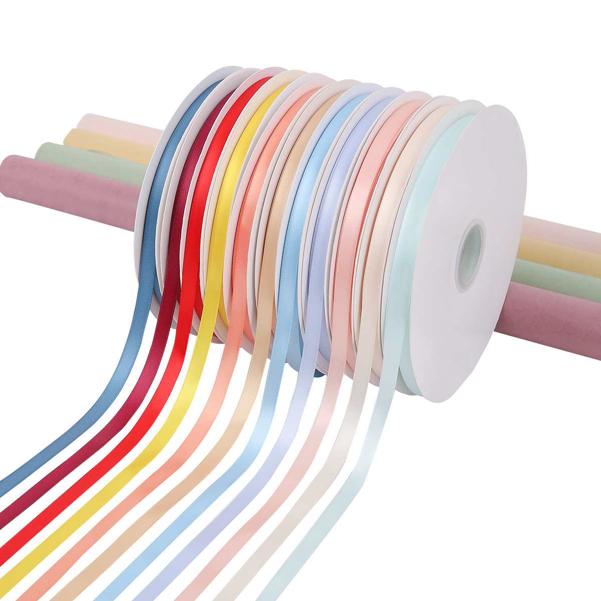 Cintas de ramo de flores de 100 yardas de doble cara cifrado poliéster cinta de color puro embalaje de regalo arco floral flores