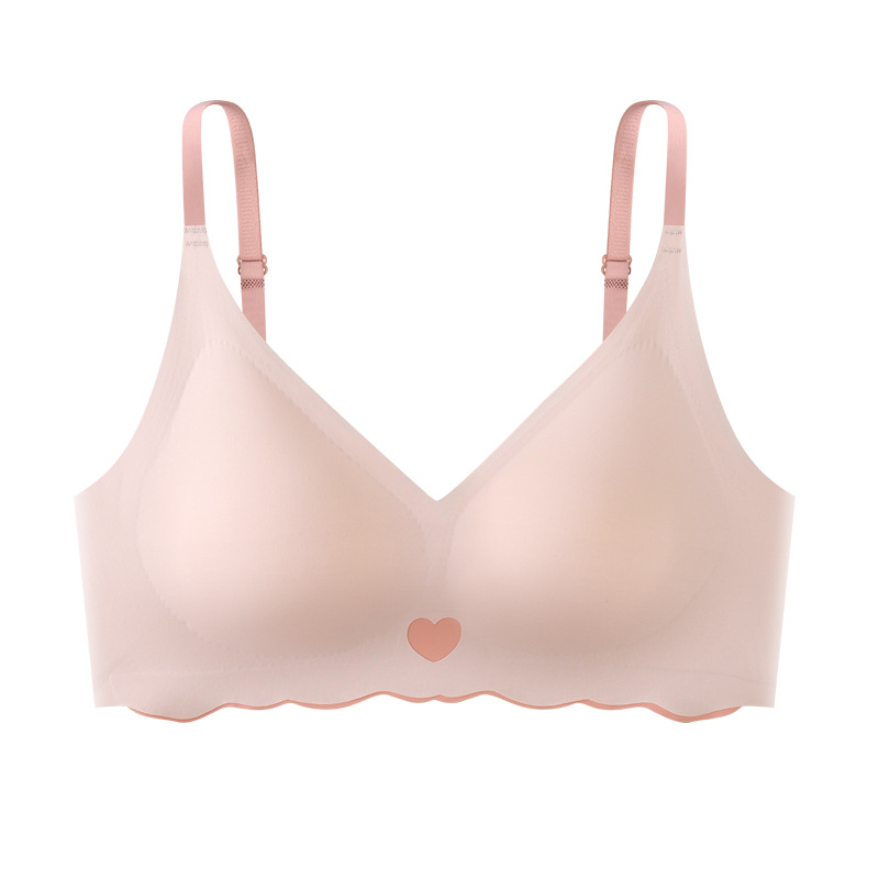 Push up beauty back sin anillo de acero sujetador de color de contraste de onda sin costuras con almohadilla en el pecho anti-exposición sujetador de la correa del pecho ropa interior