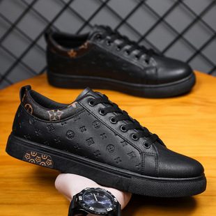 European Style Men's Versatile White Sneakers, Round-Toe Low-Top Youth Trendy Lace-Up Casual Shoes for Men
