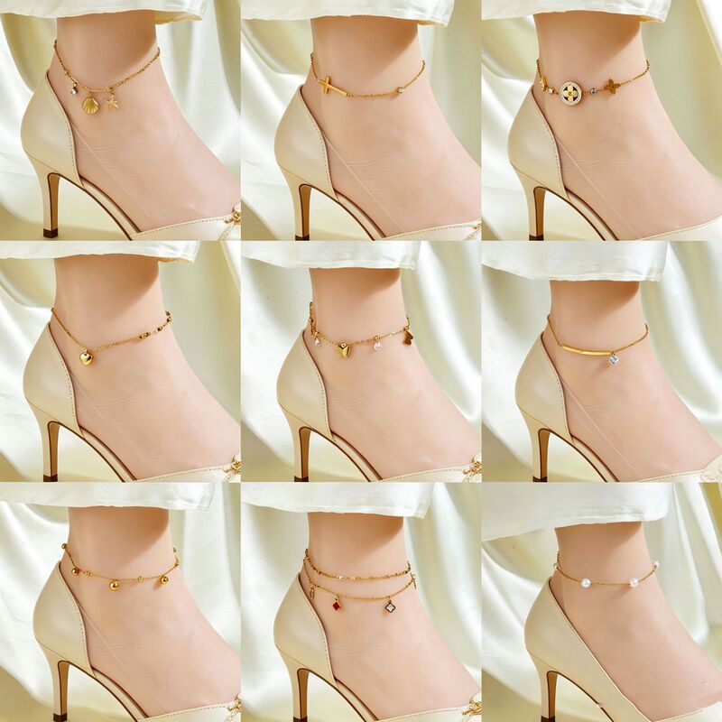 Hundred Style Anklet Simple Light Luxury Anklet Female Sense Internet Celebrity Accessories 18K Gold Fashion Elegant Sexy Titanium Steel Foot Chain Hundred Style Anklet Simple Light Luxury Anklet Female Sense Internet Celebrity Accessories 18K Gold Fashion Elegant Sexy Titanium Steel Foot Chain