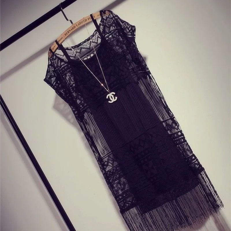 Новое летнее женское длинное сексуальное тонкое высококачественное платье-жилет из двух частей больших размеров в западном стиле