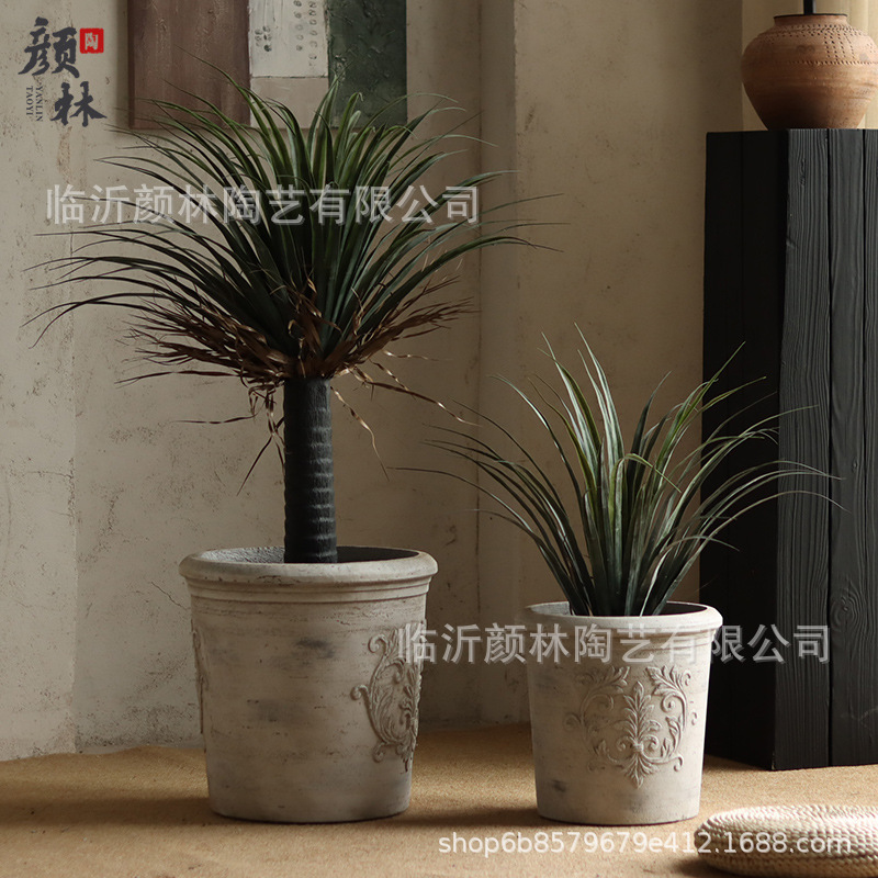 Europa simple magnesio mud maceta hacer vieja retro estilo romano terraza hotel balcón jardín decoración maceta verde