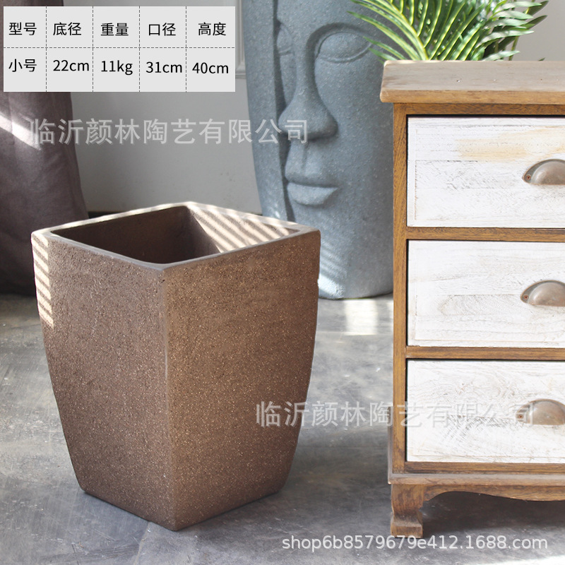 Cuadrado cerrado fondo maceta de cerámica gruesa maceta de paisaje de gran tamaño maceta de árboles de plantación maceta de árboles de semillas espesar maceta de arena violeta transpirable
