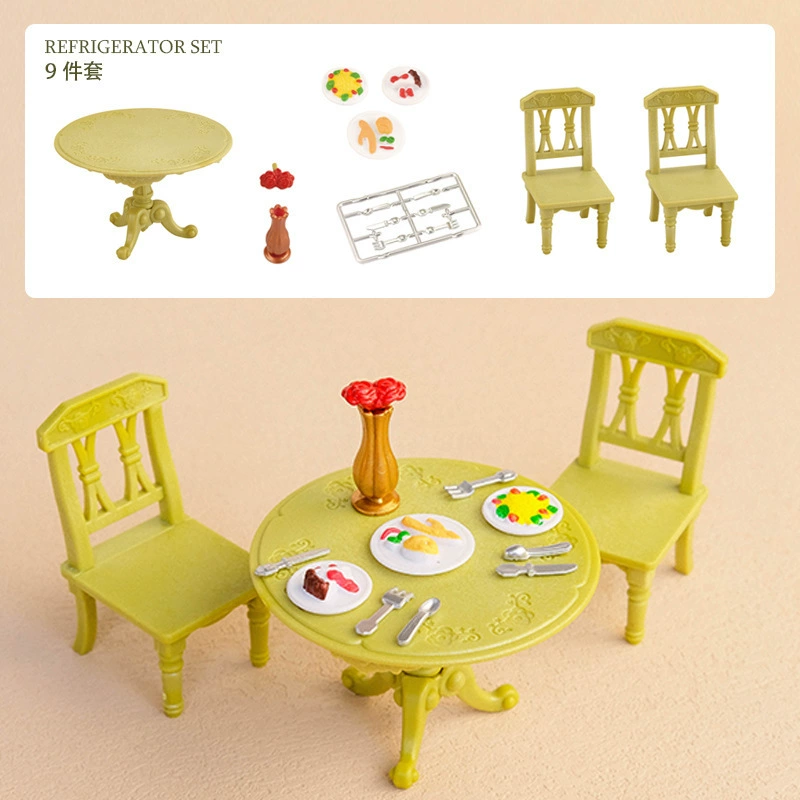 Miniature Dollhouse Furniture Set, Multicolor Plastic, Multi-Scene Kit (Tables, Beds, Kitchen)
