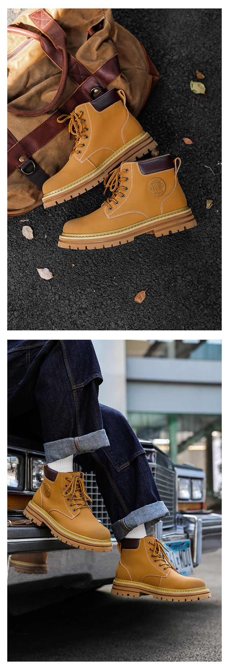 Nuovi stivali da uomo in pelle classici stivali grandi gialli stivali da lavoro da uomo retrò_voghion.com