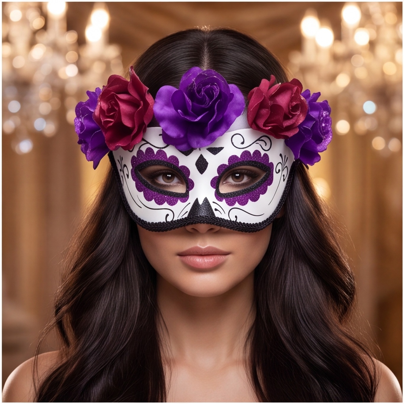 Elegant design mask contains rose