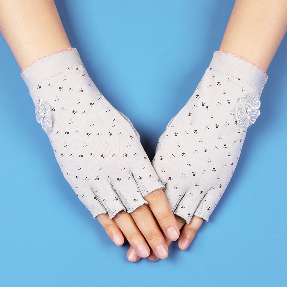Guantes de protección solar con los dedos descubiertos, mujeres delgadas, conducción de verano, ciclismo, antideslizante, antiultravioleta, recolección de té, manicura, guantes de medio dedo
