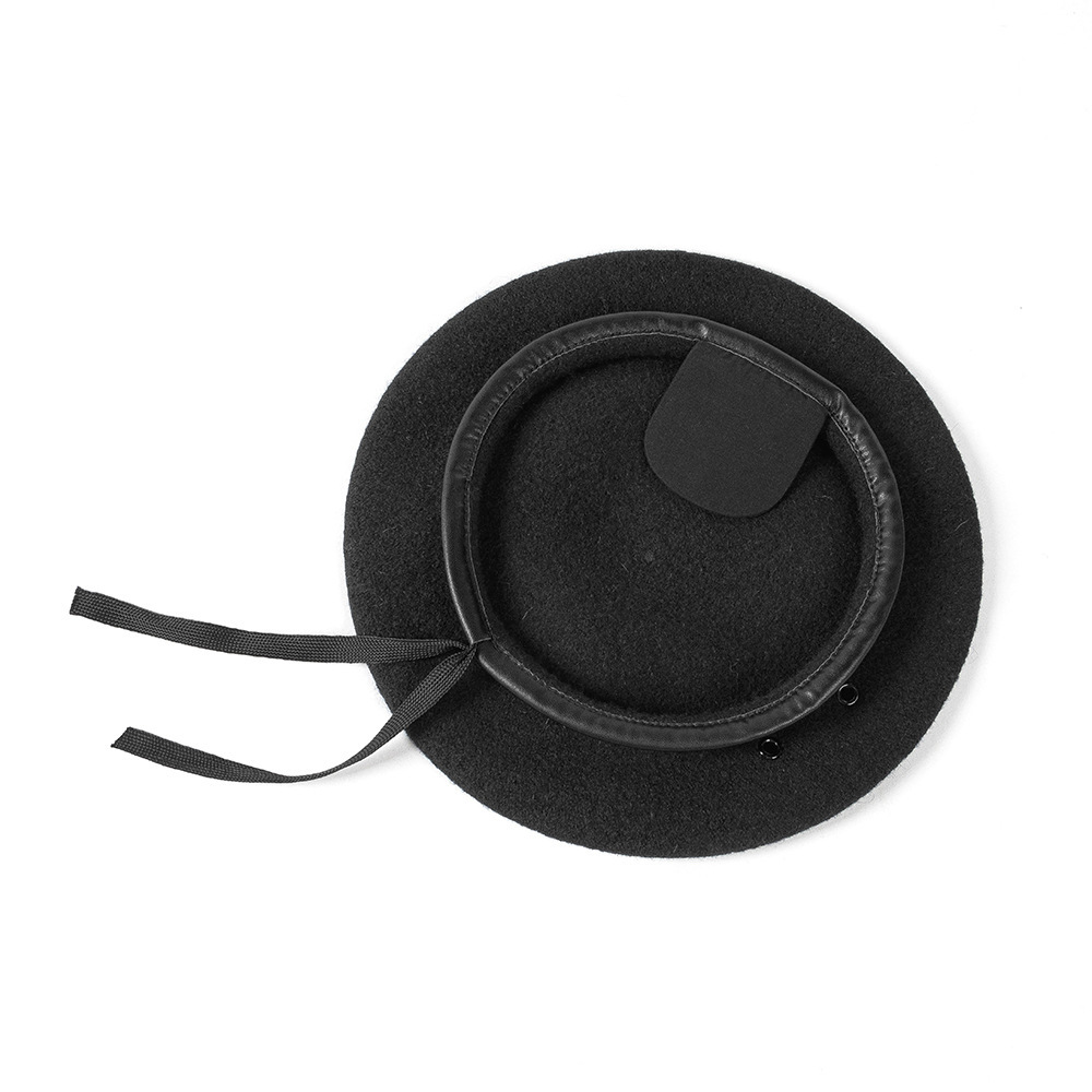 Otoño y invierno lana caliente boina profesional simple cubierta de cuero PU sombrero profesional ajustable cordón sombrero de seguridad