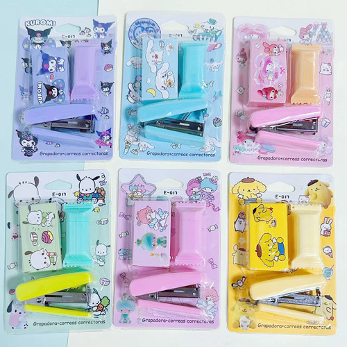Sanrio mini stapler highlighter set cute Kuromi staple remover student stationery desktop stapler