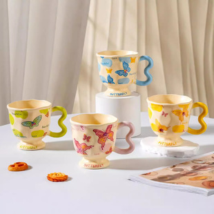 Creative Cartoon Fantasy Butterfly Mug Customized Ceramic Mug High-Looking Breakfast Mug Souvenir Popular Coffee Mug