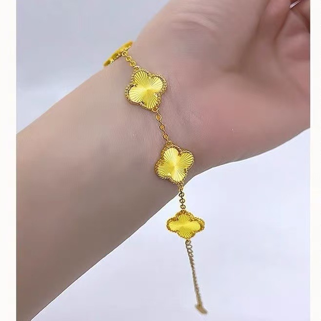 好运常伴幸运四叶草花朵气质女款可调节手环轻奢高级精致手饰新款|undefined