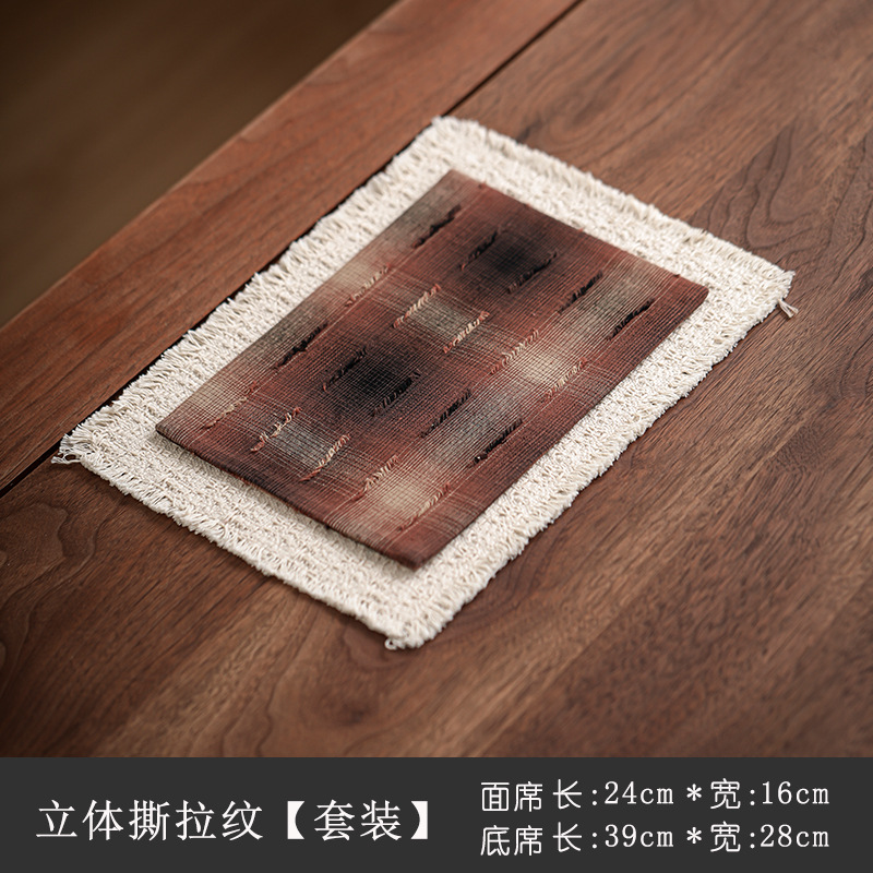 Mesa de té tela aislante de calor impermeable mesa de burbuja seca Zen de alta gama ligera y lujosa simple almohadilla de té doble cara